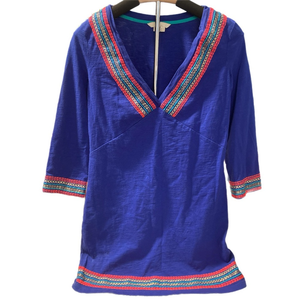 BODEN Rosanna Jersey Embroidered VNeck Tunic Dress Size US 4, 15040